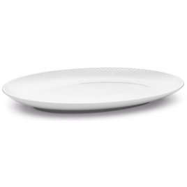 Lyngby Porceln Rhombe Ovalt Serveringsfad 35 cm, Hvid