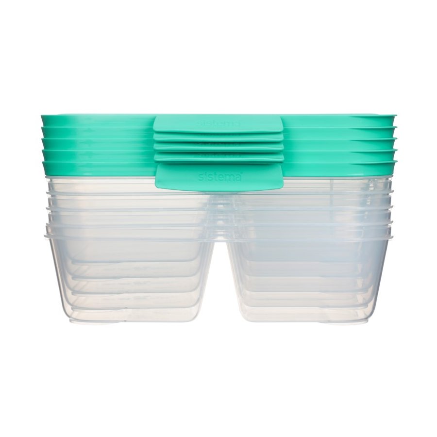 Sistema Nest It Meal Prep Opbevaringsboks m. 3 Rum 5 stk. 1,9 L, Minty Teal