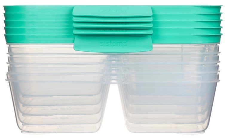 Sistema Nest It Meal Prep Aufbewahrungsbehlter mit 3 Fchern 5er Set 1,9 L, Minty Teal