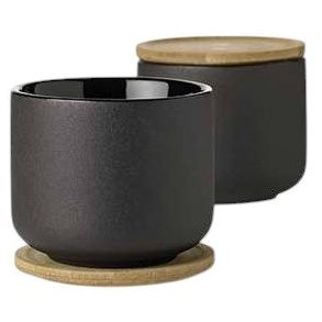 Stelton Theo Tasse mit Untertasse, Schwarz