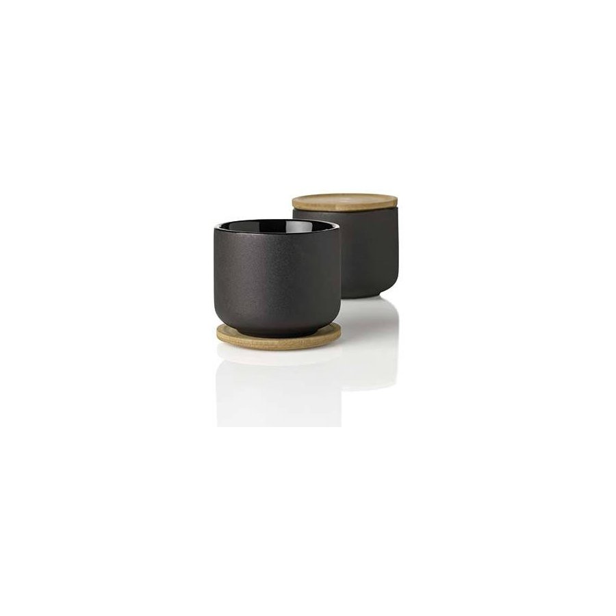 Stelton Theo Tasse mit Untertasse, Schwarz