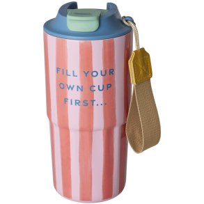 RICE Thermobecher 550 ml, Organic Stripes/Pink