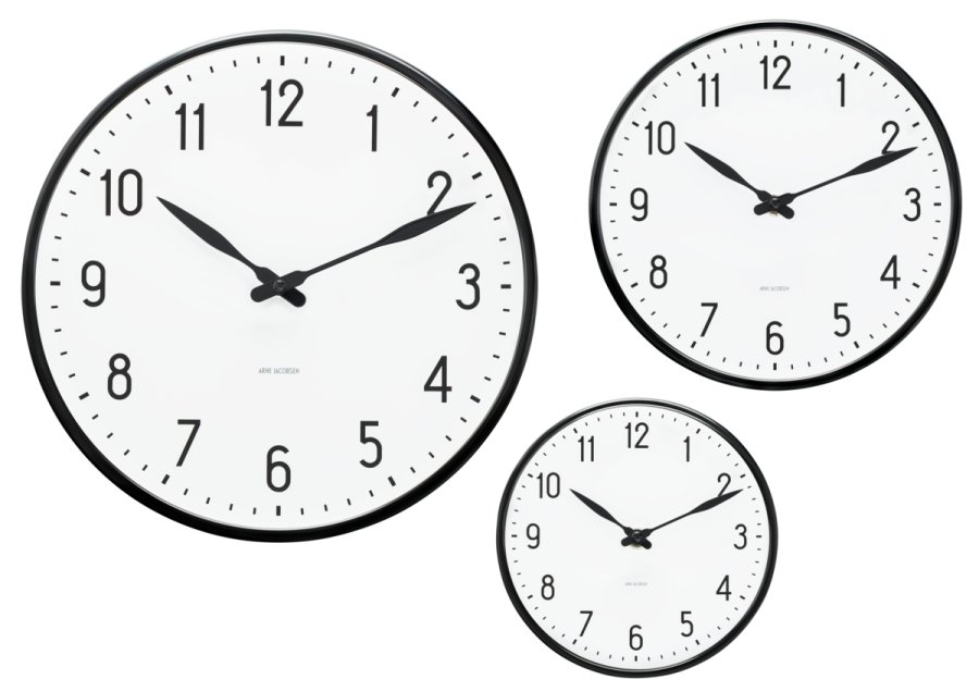 Arne Jacobsen Station Wanduhr 21 cm, Schwarz/Wei