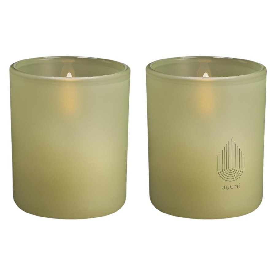 Uyuni Lighting Glaslys 2 stk. 6xH7 cm, Light Green Leaf