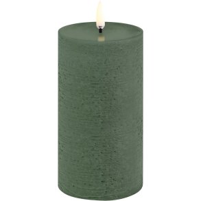 Uyuni Lighting Bloklys LED 7,8xH15 cm, Olive Green/rustik