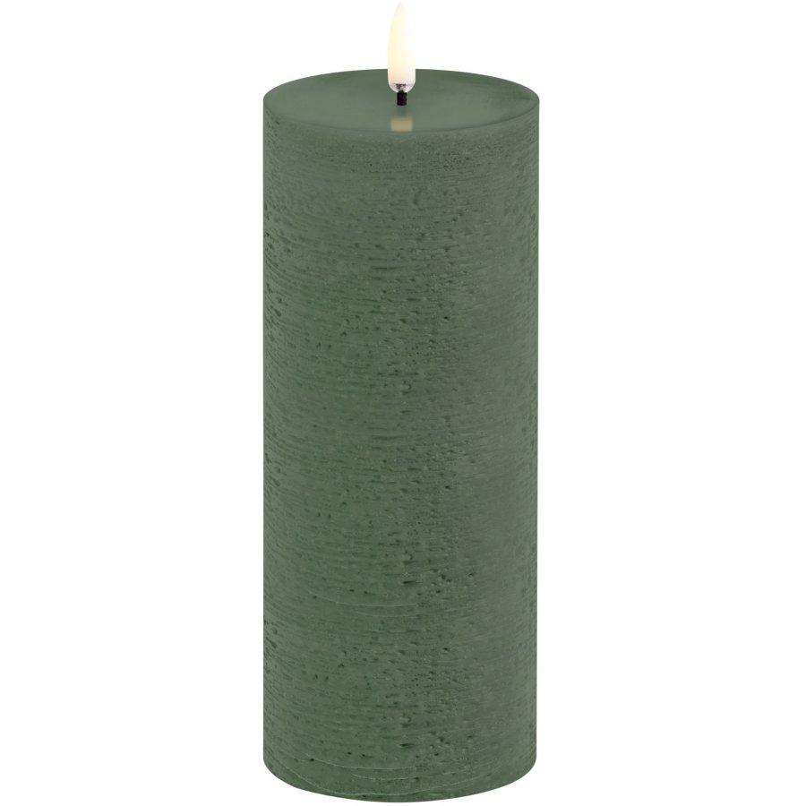 Uyuni Lighting Bloklys LED 7,8xH20 cm, Olive Green/rustik