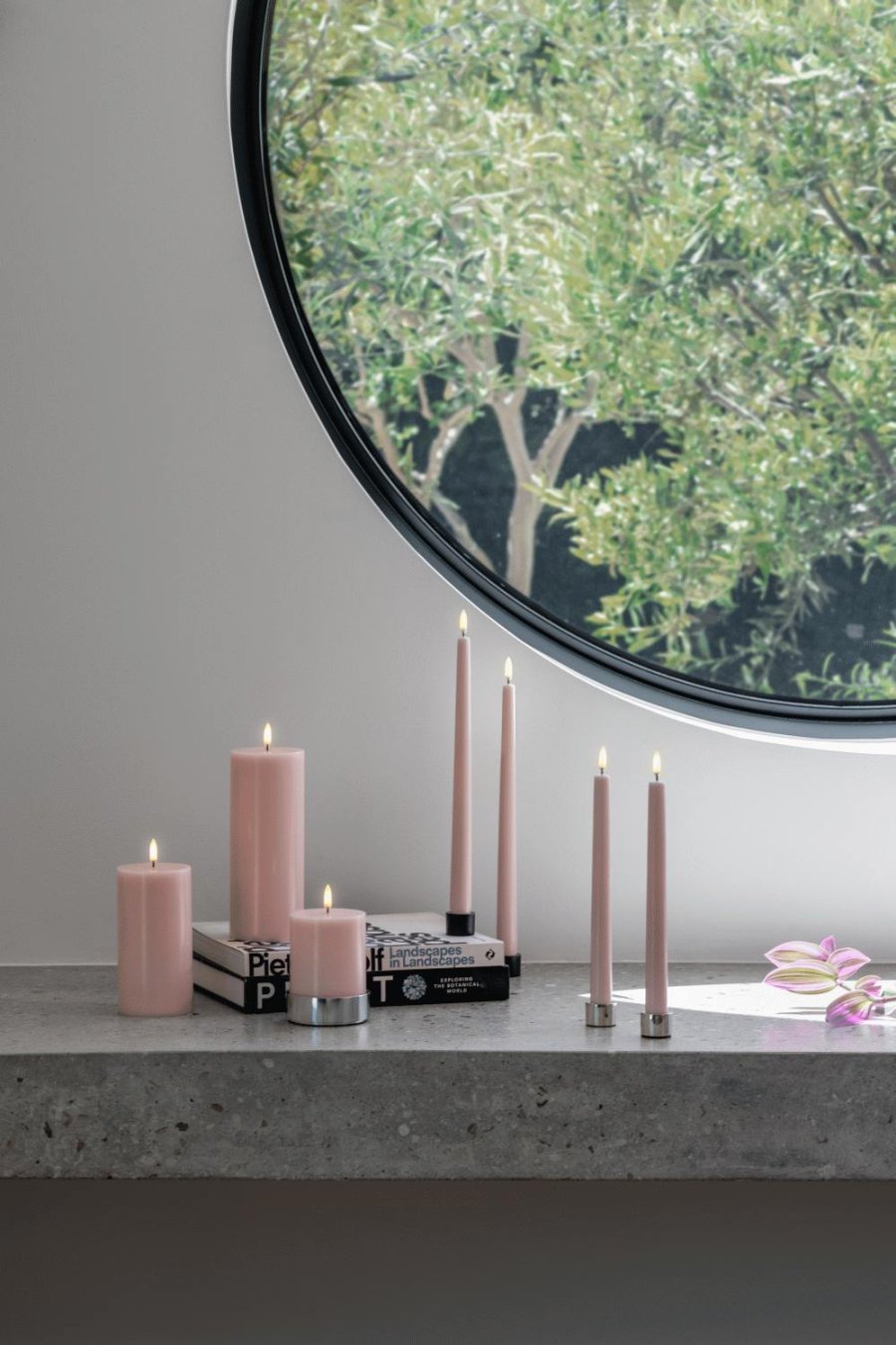 Uyuni Lighting Bloklys LED �7,8xH15 cm, Rose Powder