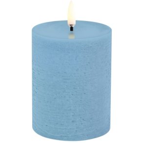 Uyuni Lighting Bloklys LED 7,8xH10 cm, Sky Blue/rustik