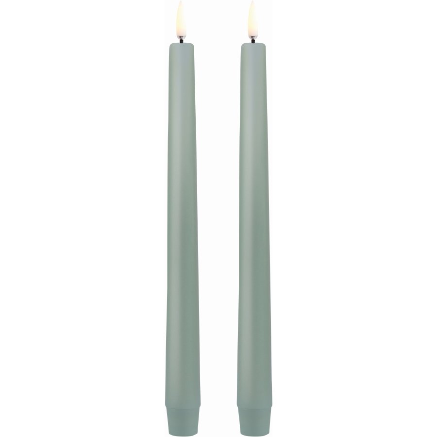 Uyuni Lighting Kronelys LED 2 stk. 2,3xH25 cm, Dusty Green