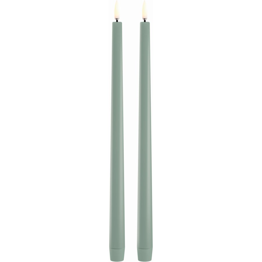 Uyuni Lighting Kronelys LED 2 stk. 2,3xH32 cm, Dusty Green