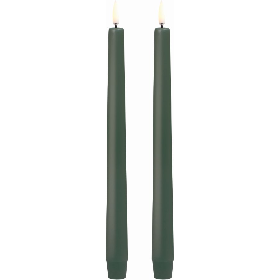 Uyuni Lighting Kronelys LED 2 stk. 2,3xH25 cm, Olive Green