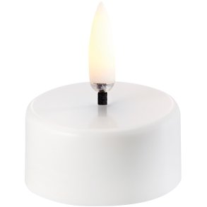 Uyuni Lighting Fyrfadslys 400 LED m. Batteri Ø3,9xH2,1 cm, Hvid Plastik
