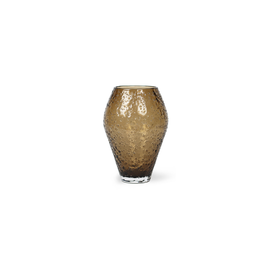 Ro Collection Crushed Glass Vase 13,9 cm, Sepia Brown