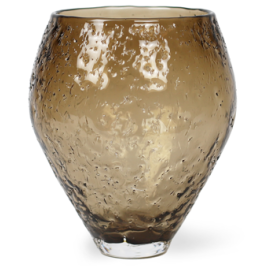 Ro Collection Crushed Glass Vase 17,7 cm, Sepia Brown