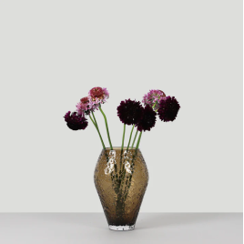 Ro Collection Crushed Glass Vase 13,9 cm, Sepia Brown