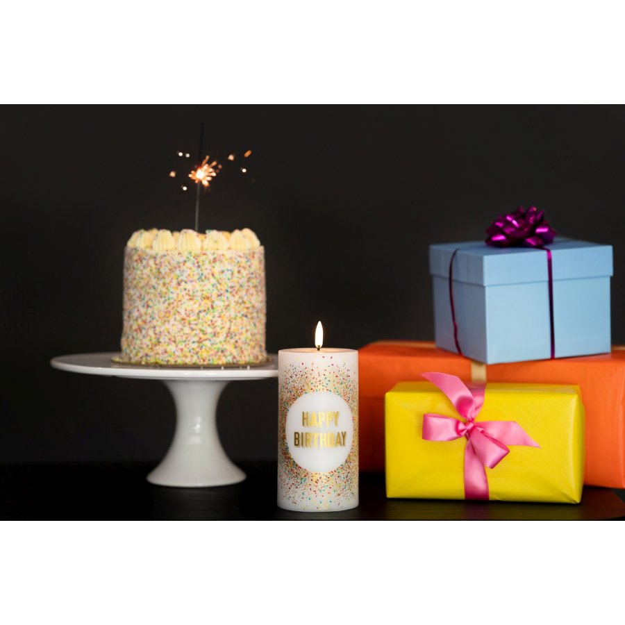 Uyuni Lighting Bloklys Birthday 01 LED 7,8xH15 cm, Hvid