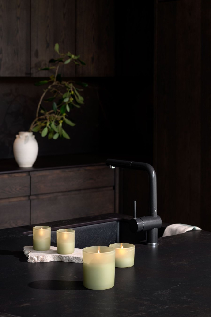 Uyuni Lighting Glaslys 2 stk. 6xH7 cm, Light Green Leaf