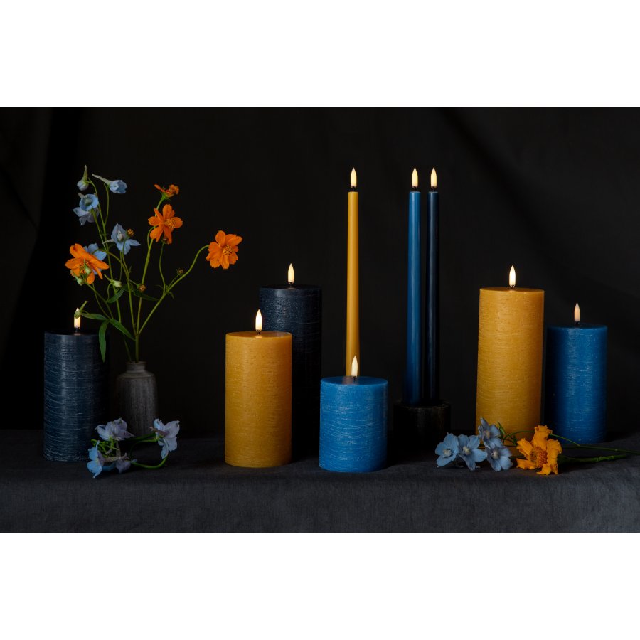 Uyuni Lighting Bloklys LED 7,8xH20 cm, Curry Yellow/rustik