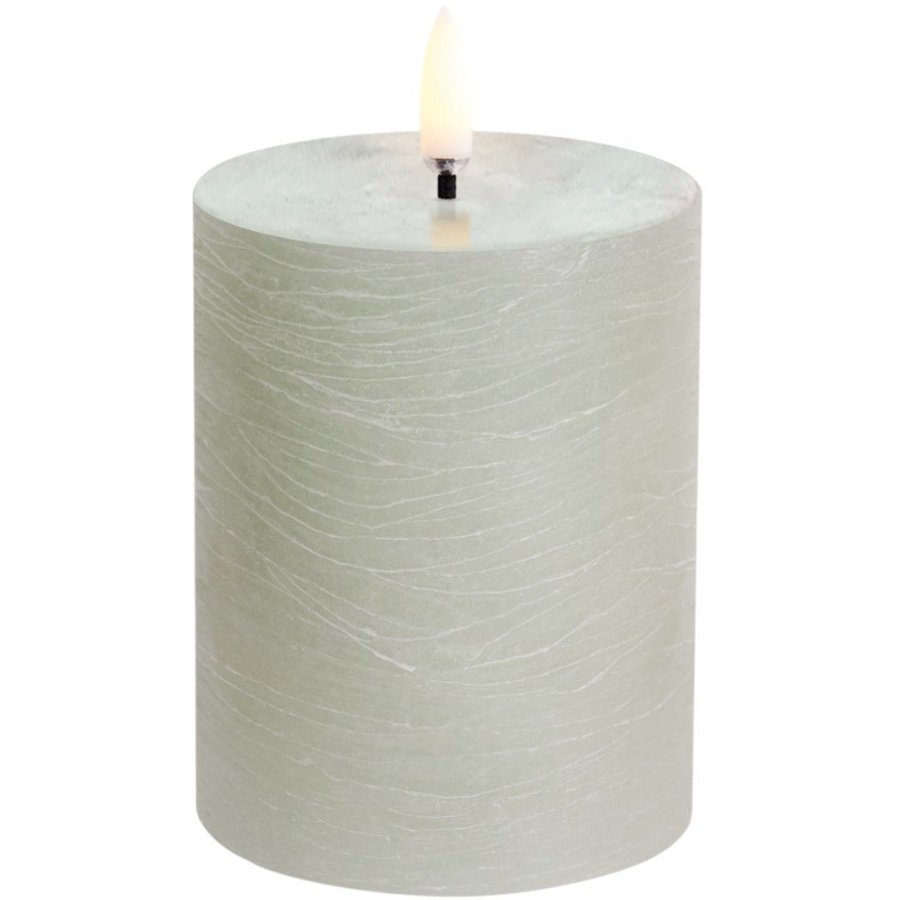 Uyuni Lighting Bloklys LED 7,8xH10 cm, Dusty Green/rustik