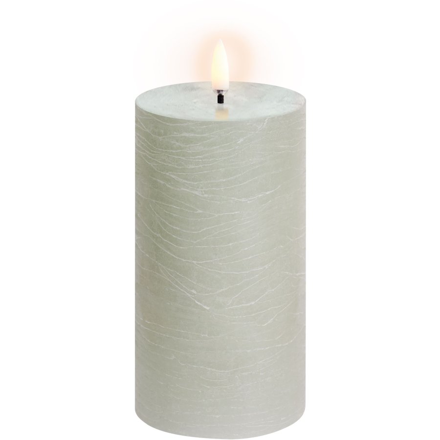 Uyuni Lighting Bloklys LED 7,8xH15 cm, Dusty Green/rustik