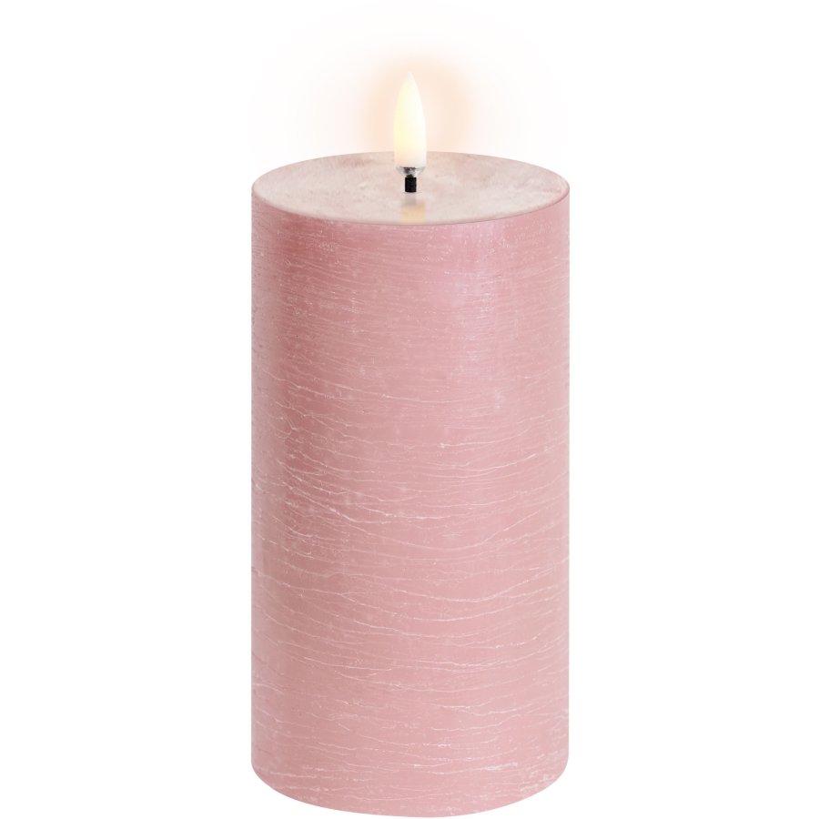 Uyuni Lighting Bloklys LED 7,8xH15 cm, Dusty Rose/rustik