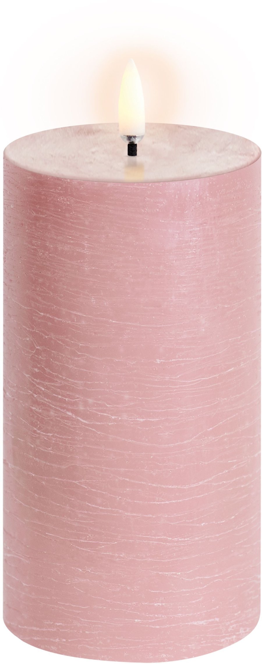 Uyuni Lighting Bloklys LED 7,8xH15 cm, Dusty Rose/rustik