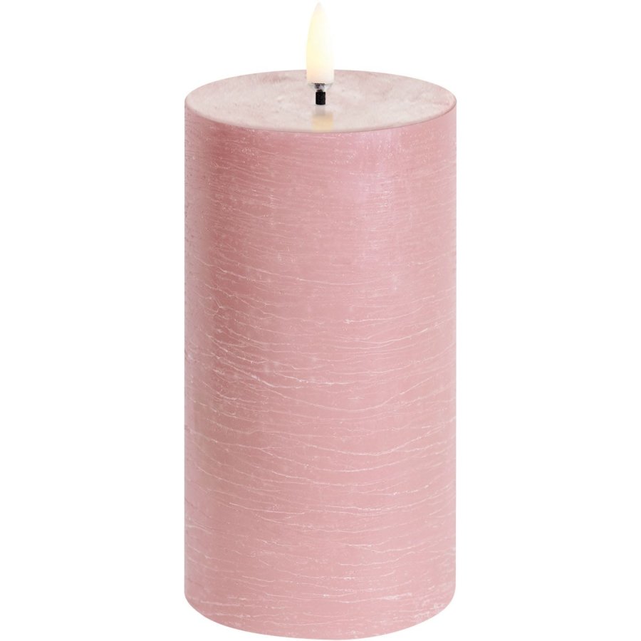 Uyuni Lighting Bloklys LED 7,8xH15 cm, Dusty Rose/rustik