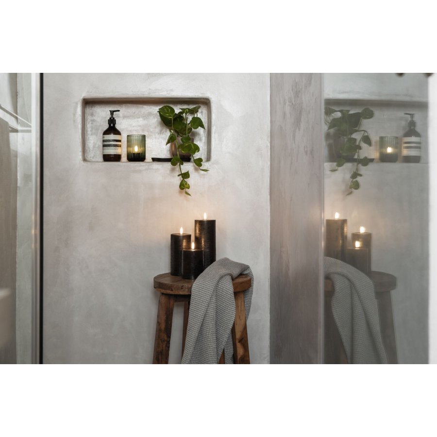 Uyuni Lighting Bloklys Rustik m. Smelteeffekt LED 7,8xH15 cm, Forest Black