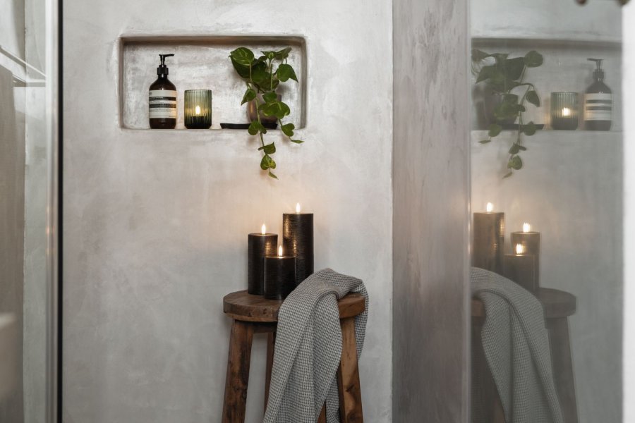 Uyuni Lighting Bloklys Rustik m. Smelteeffekt LED 7,8xH15 cm, Forest Black