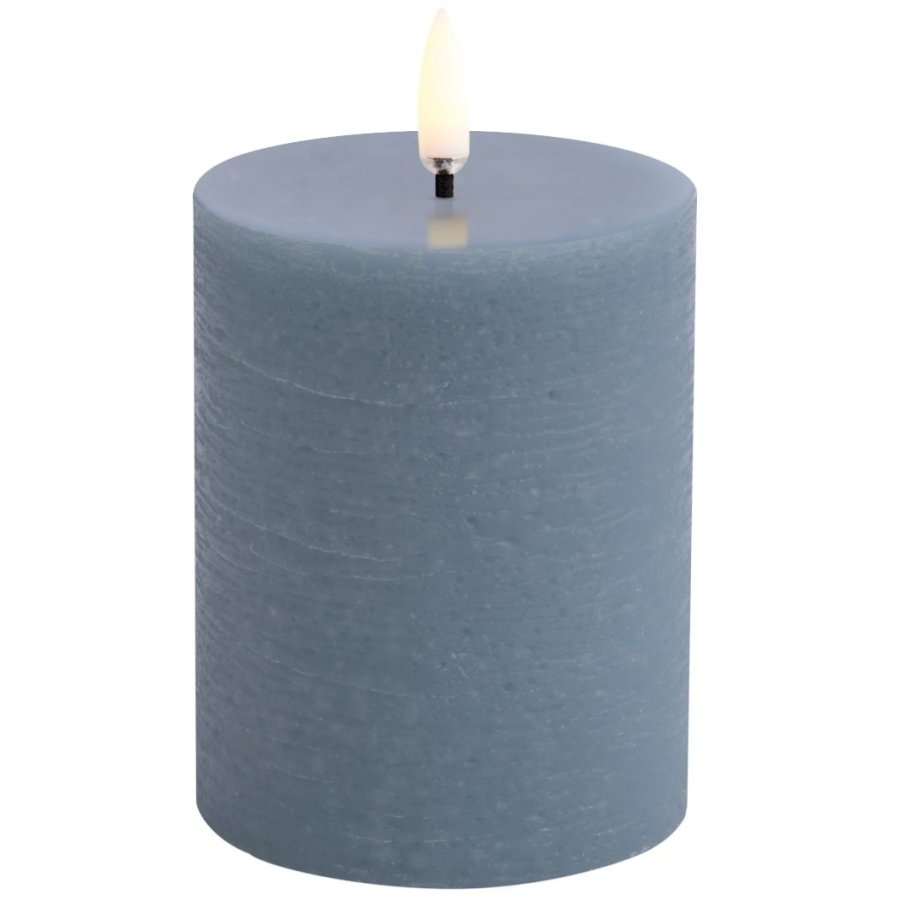 Uyuni Lighting Bloklys LED 7,8xH10 cm, Hazy Blue/rustik