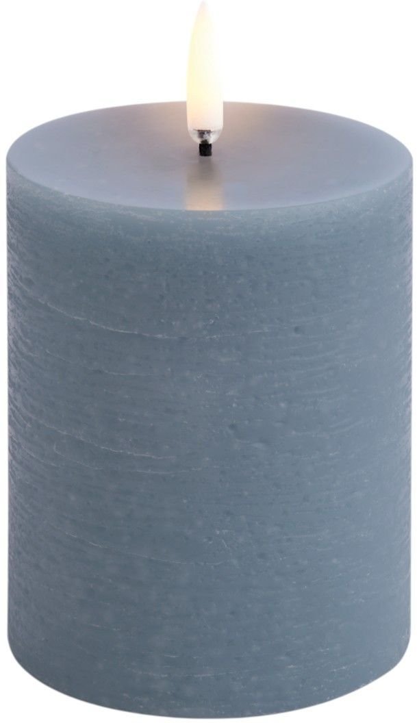 Uyuni Lighting Bloklys LED 7,8xH10 cm, Hazy Blue/rustik