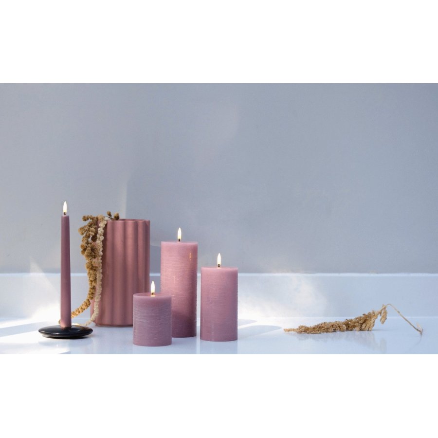 Uyuni Lighting Bloklys LED 7,8xH20 cm, Light Lavender/rustik