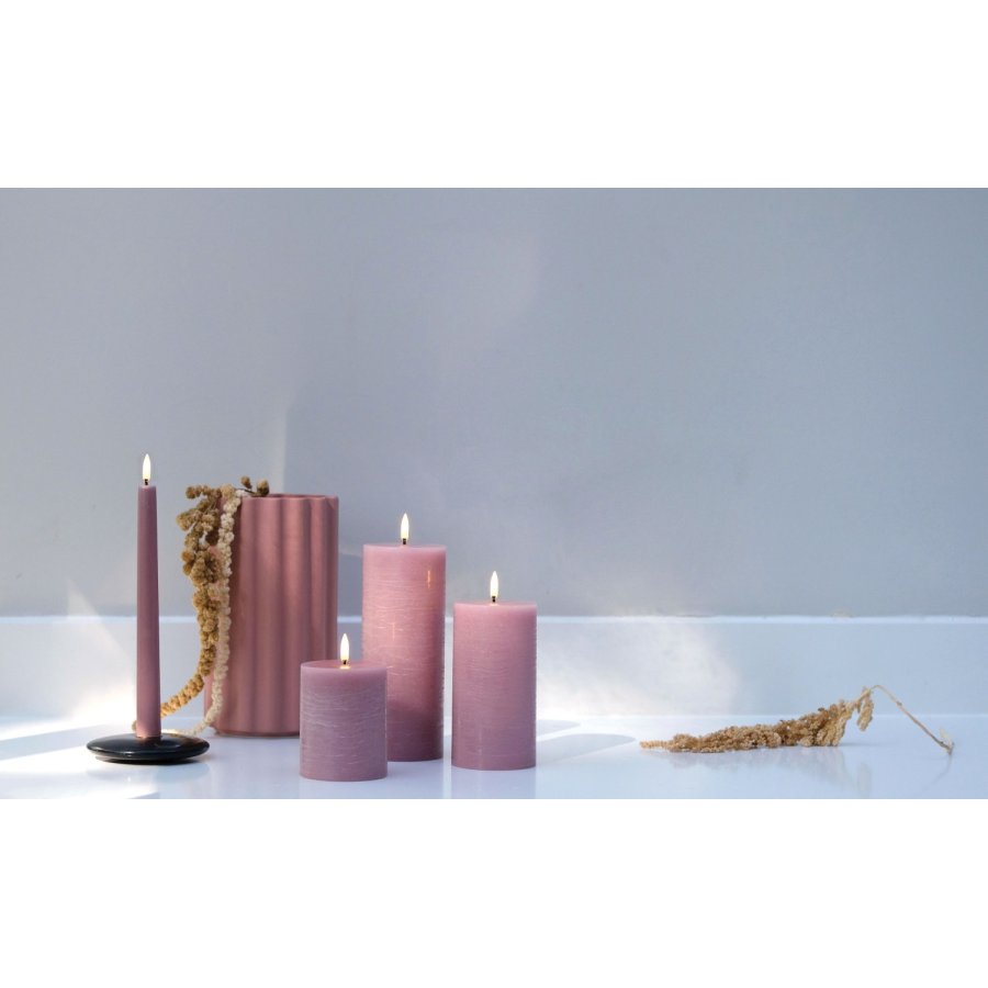Uyuni Lighting Bloklys LED 7,8xH15 cm, Light Lavender/rustik