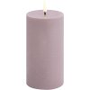 Uyuni Lighting Bloklys LED 7,8xH15 cm, Light Lavender/rustik