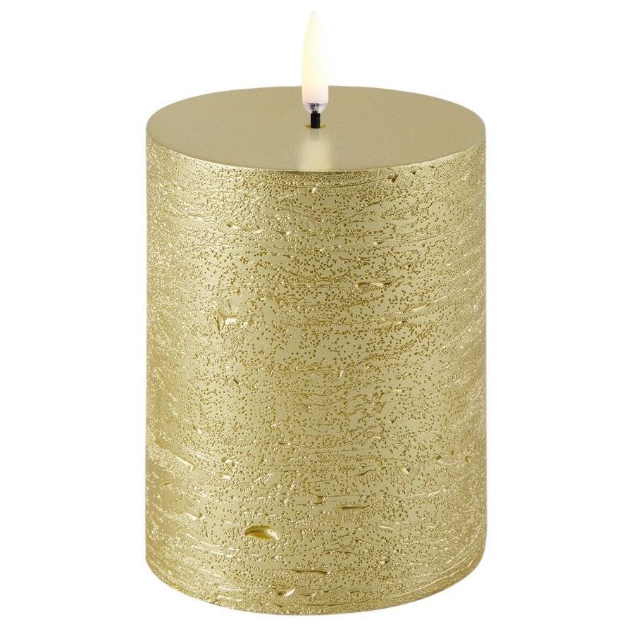 Uyuni Lighting Bloklys LED 7,8xH10 cm, Metallic Gold/rustik