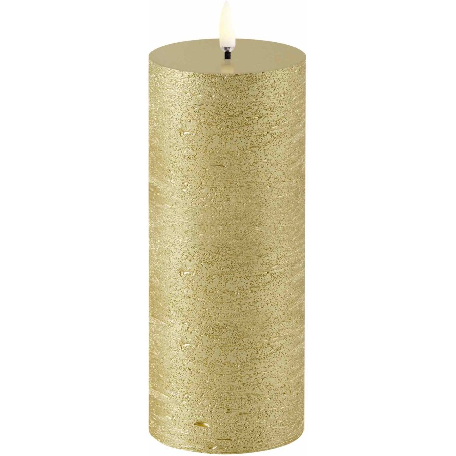 Uyuni Lighting Bloklys LED 7,8xH20 cm, Metallic Gold/rustik