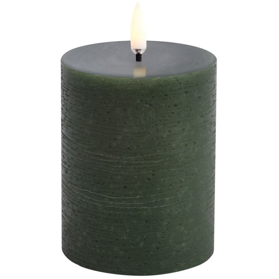 Uyuni Lighting Bloklys LED 7,8xH10 cm, Olive Green/rustik
