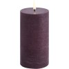 Uyuni Lighting Bloklys LED 7,8xH15 cm, Plum/rustik