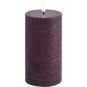 Uyuni Lighting Bloklys LED 7,8xH15 cm, Plum/rustik