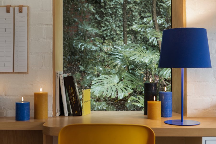 Uyuni Lighting Bloklys LED 7,8xH20 cm, Curry Yellow/rustik