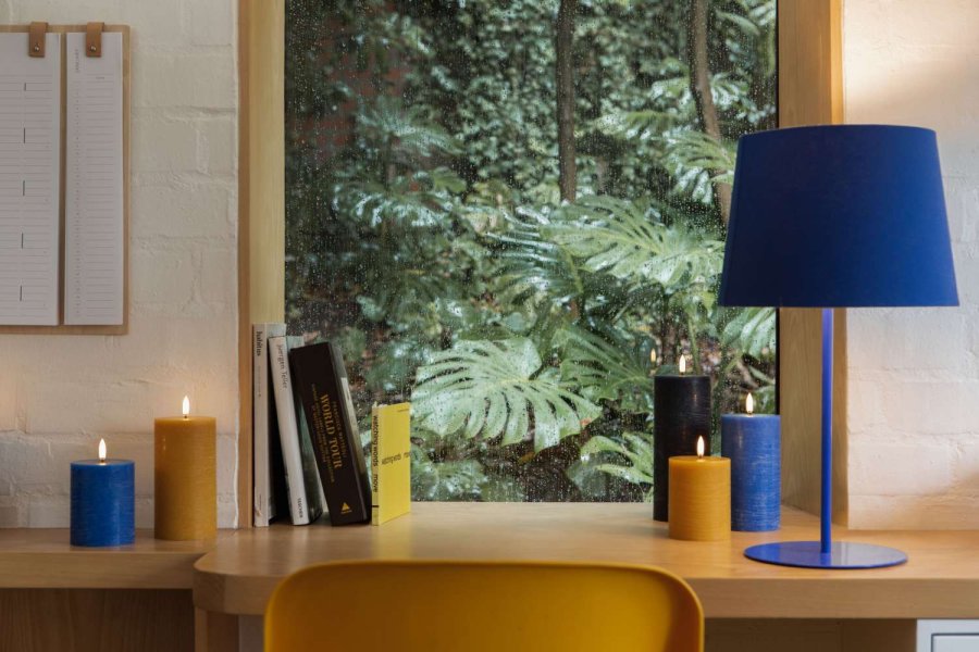 Uyuni Lighting Bloklys LED 7,8xH15 cm, Royal Blue/rustik