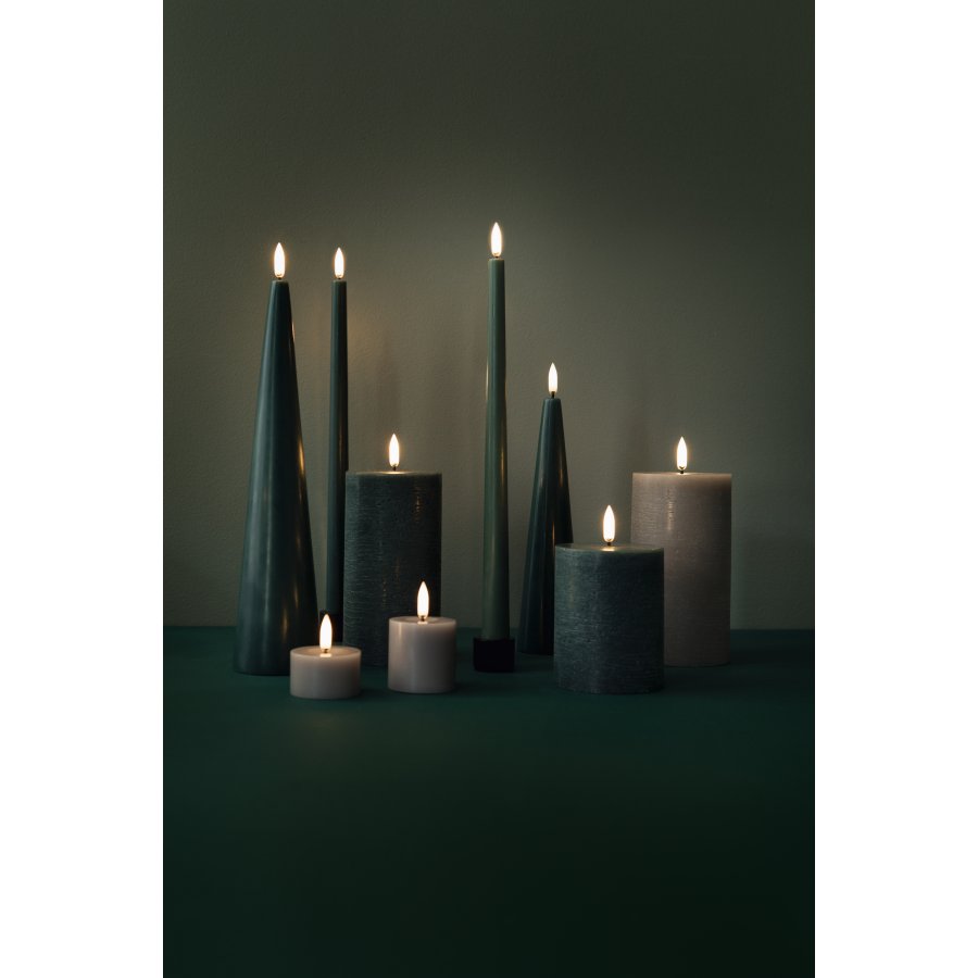 Uyuni Lighting Bloklys LED 7,8xH20 cm, Olive Green/rustik