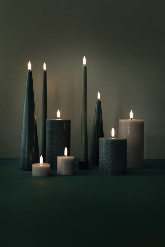 Uyuni Lighting Bloklys LED 7,8xH20 cm, Pine Green/rustik