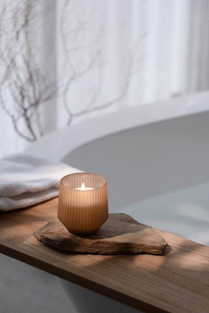 Uyuni Lighting Duftglaslys LED 8,5xH9,5 cm, Uplift Beige