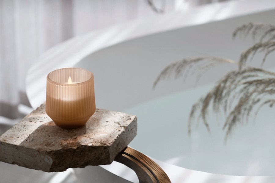 Uyuni Lighting Duftglaslys LED 8,5xH9,5 cm, Uplift Beige