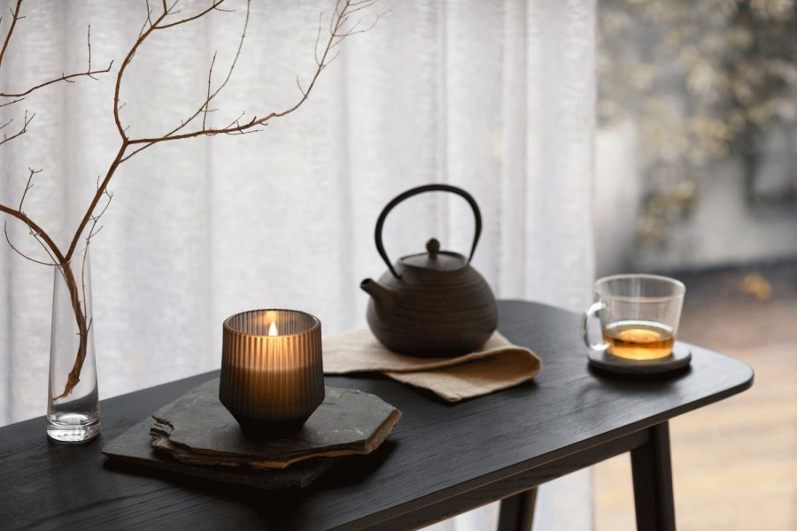 Uyuni Lighting Duftglaslys LED 8,5xH9,5 cm, Awaken Brown