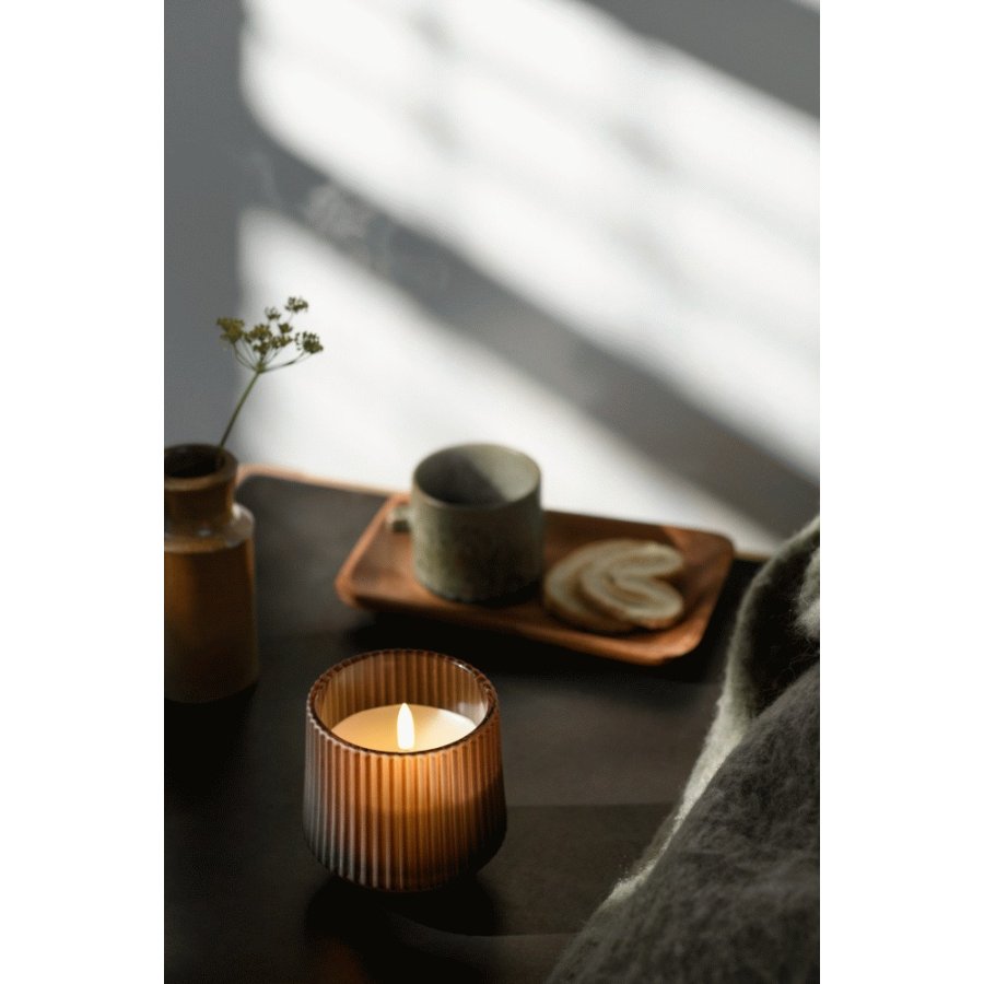 Uyuni Lighting Duftglaslys LED 8,5xH9,5 cm, Awaken Brown