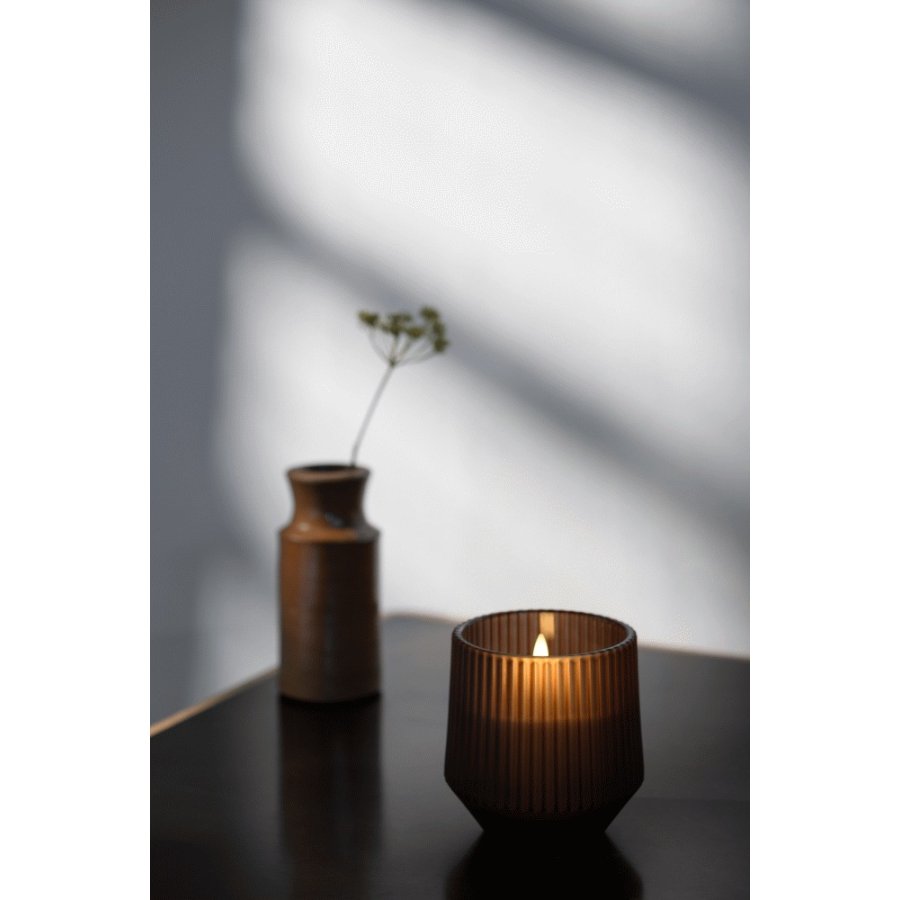 Uyuni Lighting Duftglaslys LED 8,5xH9,5 cm, Awaken Brown