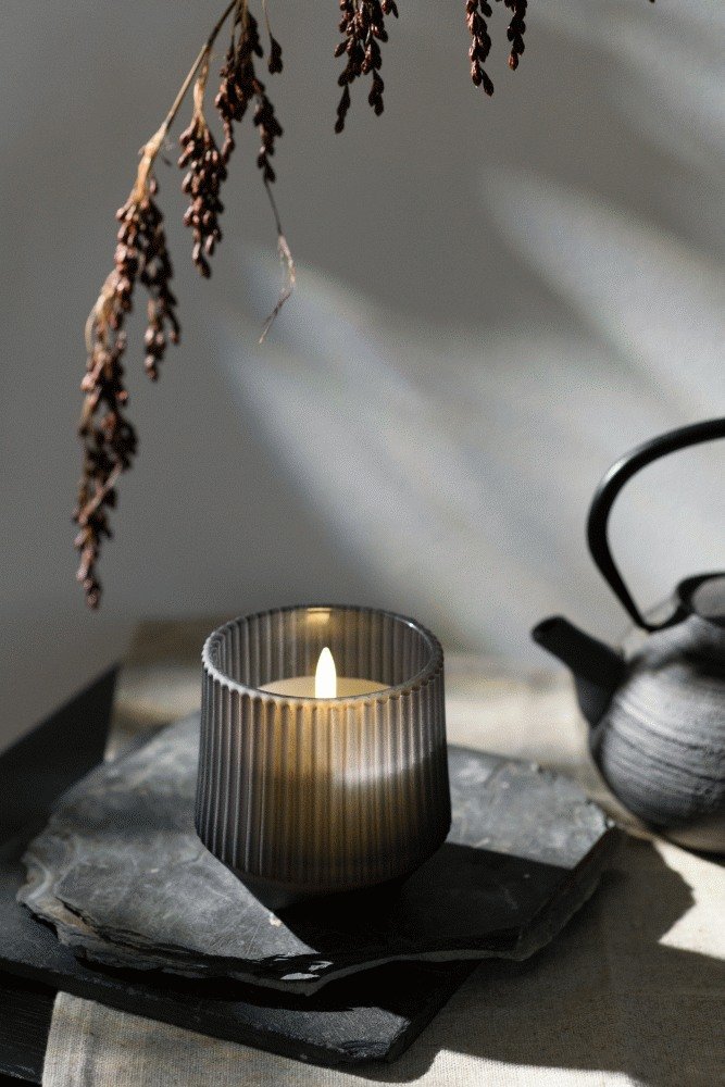 Uyuni Lighting Duftglaslys LED 8,5xH9,5 cm, Harmony Smoke