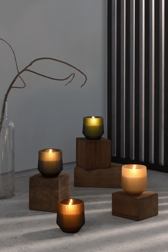 Uyuni Lighting Duftglaslys LED 8,5xH9,5 cm, Serenity Green